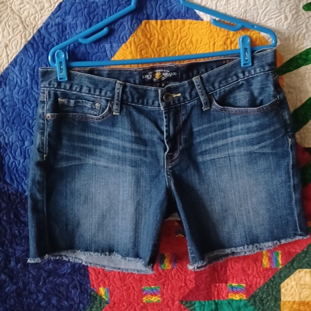 Lucky Brand Abbey Raw Double Roll Jean Shorts